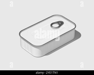 Flache Lay White blank Food Dose Verpackung Modell 3D-Rendering Stockfoto