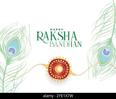 Happy raksha bandhan Banner mit Rakhi und Pfauenfedern Design Stock Vektor