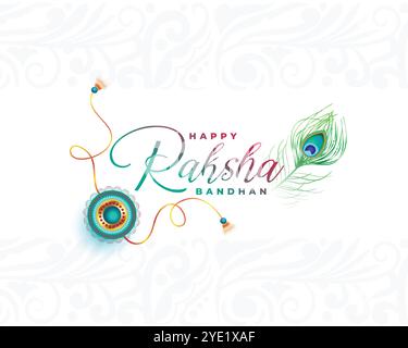 raksha bandhan Banner im Ethno-Stil mit Pfauenfedern Stock Vektor