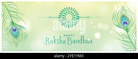 hindu-Festival raksha bandhan Grußkarte mit Pfauenfeder Stock Vektor