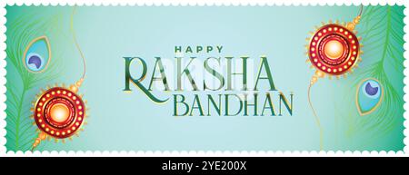 hindu-Festival raksha bandhan Hintergrund mit Pfauenfedern Design Stock Vektor