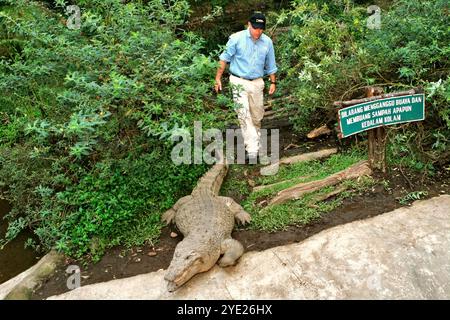 Bogor, West-Java, Indonesien. Juli 2006. Herpetologe Brady Barr während einer Veranstaltung zur Förderung von „Dangerous Encounters: Brady's Croc Adventure“, einer Fernsehsendung, die auf dem National Geographic Channel ausgestrahlt wird. Die Veranstaltung findet in der Taman Safari Indonesia in Cisarua, Bogor, West Java, Indonesien, statt. Stockfoto