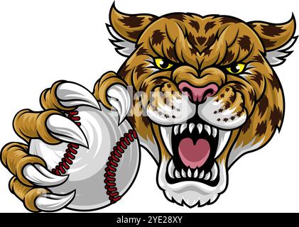 Jaguar Leopard Cheetah Panther Baseball Maskottchen Stock Vektor