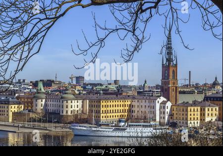 Blick auf Riddarholmen von der Insel Sodermalm in Stockholm, Schweden, Europa Stockfoto