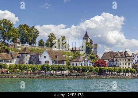 Blick auf Rapperswil vom Surich See, Schweiz, Europa Stockfoto