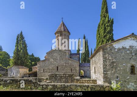 Das Kloster Ikalto im späten 6. Jahrhundert etwa 10 km westlich der Stadt Telavi, Kakheti, Ostgeorgien Stockfoto