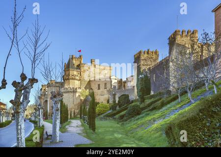 Der Palast der Könige von Navarra oder der Königspalast von Olite ist ein Palast in der Stadt Olite in Navarra, Spanien, Europa Stockfoto