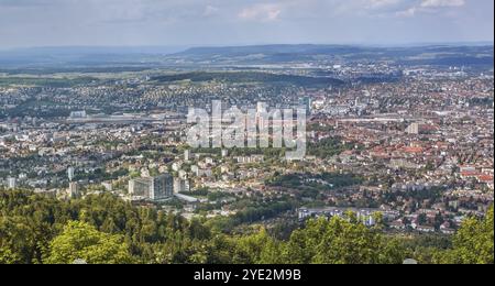 Panoramablick auf Zürich vom Uetliberg, Schweiz, Europa Stockfoto