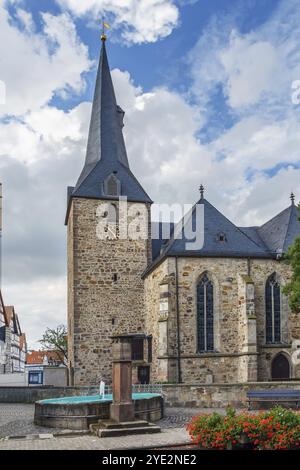 Die Evangelische Stadtkirche Melsungen ist das älteste Gebäude der Stadt, Deutschland, Europa Stockfoto