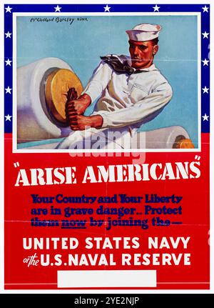 American, US, WW2, Recruitment Poster, Aise Americans, werden Sie Mitglied der United States Navy oder der US Naval Reserve, von McClelland Barclay, 1942-1945 Stockfoto