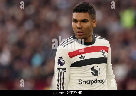 Casemiro von Manchester United - West Ham United / Manchester United, Premier League, London Stadium, London, UK - 27. Oktober 2024 nur redaktionelle Verwendung - es gelten Einschränkungen für DataCo Stockfoto