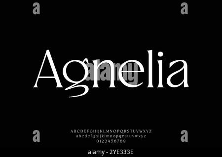 Modernes elegantes scharfes Serifenalphabet Anzeige Schriftart Vektor Glamor Stil Stock Vektor