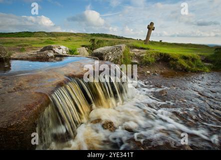 Windiger Pfosten auf Dartmoor Stockfoto