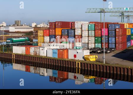 Containerterminal Dortmund CTD, Hafen am Dortmund-Ems-Kanal, Dortmund, Nordrhein-Westfalen, Deutschland. Containertreminal Dortmund CTD, Hafen A Stockfoto