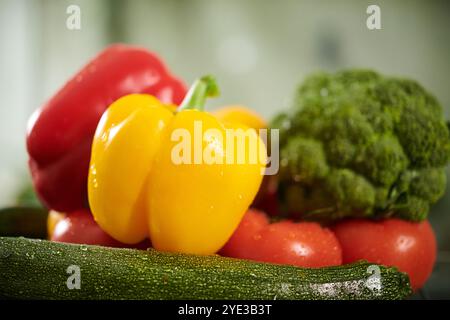 Lebendige Paprika und Gemüse aus nächster Nähe Stockfoto