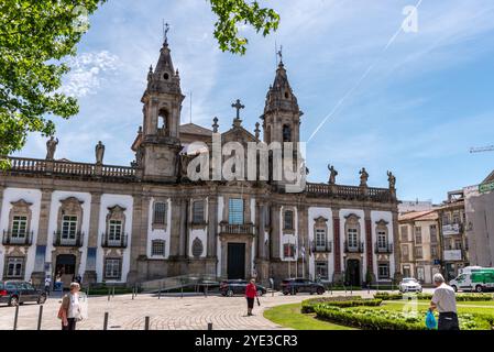 Braga, Portugal - 24. Mai 2024 - St. Marcus Kirche von Braga auf dem Carlos Amarante Platz, Portugal Stockfoto