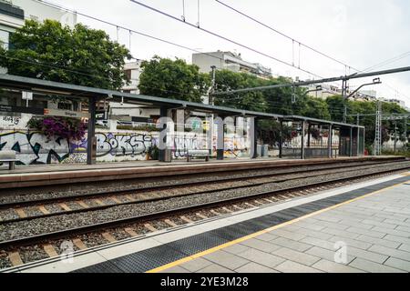 Bahnhof Sitges , Katalonien, Spanien. Stockfoto