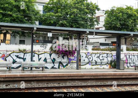 Bahnhof Sitges , Katalonien, Spanien. Stockfoto