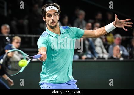 Paris, Frankreich. Oktober 2024. Lorenzo MUSETTI aus Italien am zweiten Tag des Rolex Paris Masters 2024, ATP Masters 1000 Tennisturniers am 29. Oktober 2024 in der Accor Arena in Paris, Frankreich - Foto Matthieu Mirville/DPPI Credit: DPPI Media/Alamy Live News Stockfoto