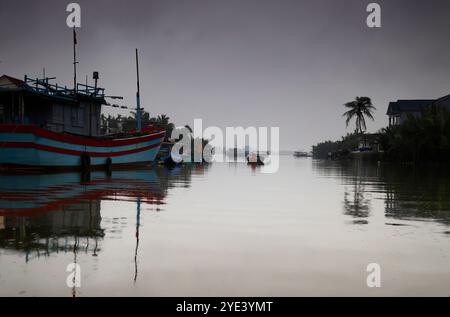 Die Wasserkanäle des 7 Hektar großen Kokosnusswaldes in Hoi an, Vietnam Stockfoto