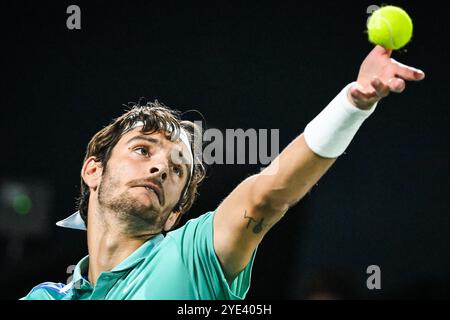 Lorenzo MUSETTI von Italien am zweiten Tag des Rolex Paris Masters 2024, ATP Masters 1000 Tennisturniers am 29. Oktober 2024 in der Accor Arena in Paris, Frankreich Stockfoto