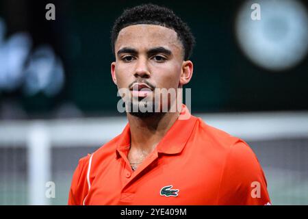 Paris, Frankreich, Frankreich. Oktober 2024. Arthur FILS von Frankreich während des zweiten Tages des Rolex Paris Masters 1000 Tennis Turniers in der Accor Arena am 29. Oktober 2024 in Paris. (Kreditbild: © Matthieu Mirville/ZUMA Press Wire) NUR REDAKTIONELLE VERWENDUNG! Nicht für kommerzielle ZWECKE! Stockfoto