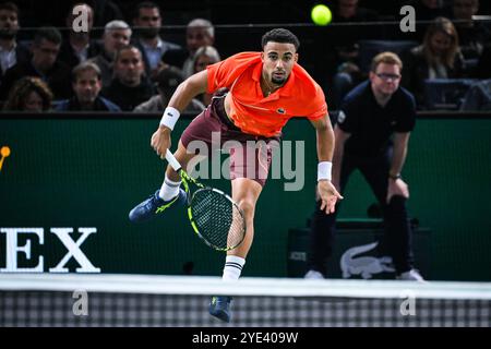 Paris, Frankreich, Frankreich. Oktober 2024. Arthur FILS von Frankreich während des zweiten Tages des Rolex Paris Masters 1000 Tennis Turniers in der Accor Arena am 29. Oktober 2024 in Paris. (Kreditbild: © Matthieu Mirville/ZUMA Press Wire) NUR REDAKTIONELLE VERWENDUNG! Nicht für kommerzielle ZWECKE! Stockfoto