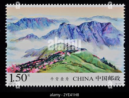 CHINA - CA. 2024: Ein in China gedruckter Stempel zeigt 2024-12 Qinling-Berge, ca. 2024. Stockfoto