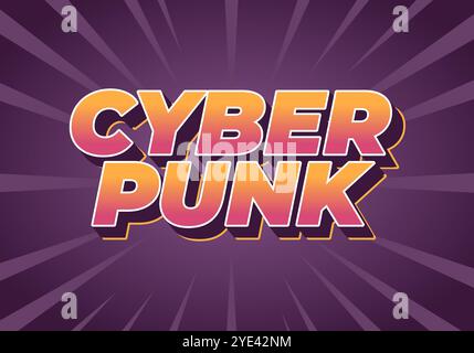 Cyber Punk. Texteffekt in Fettschrift im 3D-Stil Stock Vektor