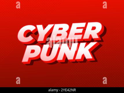 Cyber Punk. Texteffekt in Fettschrift im 3D-Stil Stock Vektor