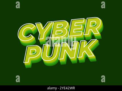 Cyber Punk. Texteffekt in Fettschrift im 3D-Stil Stock Vektor
