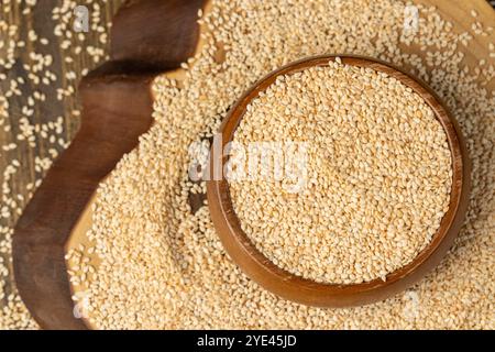 Weiße Sesamsamen zum Kochen, weiße Sesamsamen zum Kochen Stockfoto