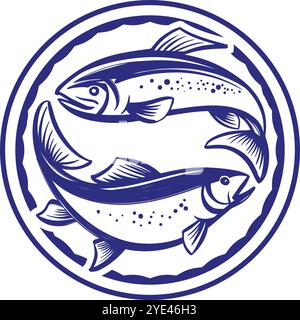 Fischsymbol, Angelsymbol, handgezeichnete Vektorillustration realistische Skizze. Stock Vektor