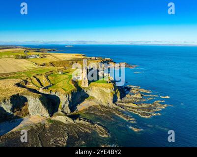 Luftaufnahme von Tantallon Castle, East Lothian, Schottland, Großbritannien Stockfoto