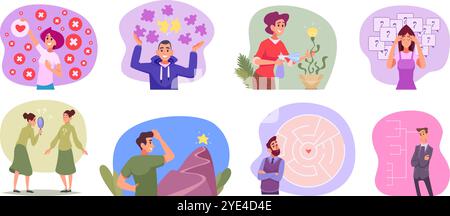 Menschen denken. Visualisierung von Menschen Fantasie kreative Köpfe exakte Vektorillustration Stock Vektor