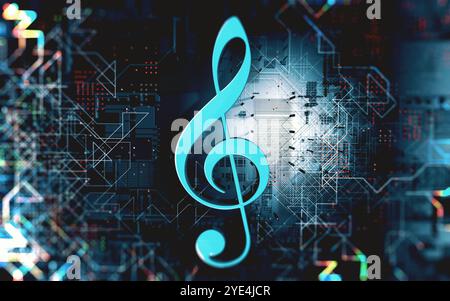 Musik Konzept abstrakten background.Clef key.Technology und trendige Musik.3d-Illustration Stockfoto