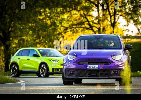 Balocco, Italien. Oktober 2024. Abarth 600e Media Drive in Balocco, Nordwesten Italiens - Dienstag, 29. Oktober 2024. Sport - Fußball (Foto: Spada/Lapresse) Credit: LaPresse/Alamy Live News Stockfoto