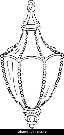 Laterne Weihnachtsbaumspielzeug. Vintage-Tintenlinie Weihnachtsillustration. Ideal für saisonale Winterdekoration, Neujahrsverpackungen und Malbücher, Postkarten. Stock Vektor