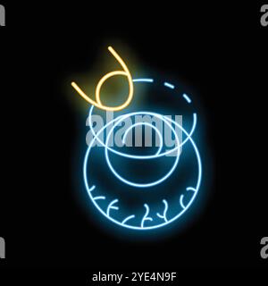 Leuchtendes Neonsymbol, das das Konzept der Hypnose, Trance und Geisteskontrolle repräsentiert, ideal für Projekte im Zusammenhang mit Psychologie, Therapie und geistiger Gesundheit Stock Vektor