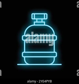Leuchtneonlinie Campinggasflasche Symbol isoliert auf schwarzem Hintergrund. Vektorabbildung Stock Vektor