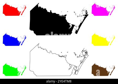 Nueces County, Texas (Grafschaften in Texas, USA, USA, USA, USA) Karte Vektor-illustration, kritzeln Skizze Nueces Karte Stock Vektor