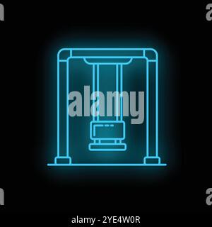 Einfache Vektor-Illustration einer neonblauen Schaukel, die auf einem schwarzen Hintergrund glüht Stock Vektor