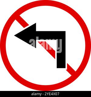 Kein Straßenschild links abbiegen. Editierbarer Vektor. Stock Vektor
