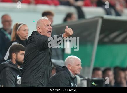 Offenbach, Deutschland. Oktober 2024. Fußball: DFB Cup, Kickers Offenbach - Karlsruher SC, 2. Runde, Sparda-Bank-Hessen-Stadion. Offenbacher Trainer Christian Neidhart gibt Anweisungen. Hinweis: Thomas Frey/dpa - WICHTIGER HINWEIS: Gemäß den Vorschriften der DFL Deutschen Fußball-Liga und des DFB Deutschen Fußball-Bundes ist es verboten, im Stadion und/oder des Spiels aufgenommene Fotografien in Form von sequenziellen Bildern und/oder videoähnlichen Fotoserien zu verwenden oder zu verwenden./dpa/Alamy Live News Stockfoto