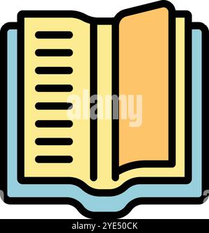Ein offenes Buch mit einem Lesezeichen zeigt Textzeilen für Bildung oder redaktionelle Konzepte Stock Vektor