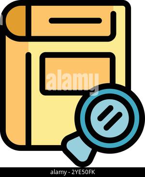 Die Lupe schwebt über einem Lehrbuch und symbolisiert das Konzept der Forschung und das Streben nach Wissen Stock Vektor