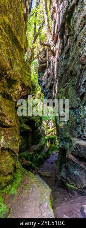 Blick auf die LUDs Church in der Nähe von Gradbach, Staffordshire im Sommer Stockfoto