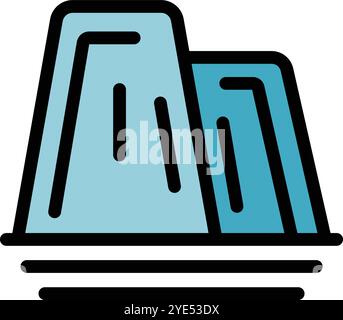 Dieses Symbol stellt einen großen Eisberg dar, der auf dem Wasser schwimmt und Risse aufweist, die die globale Erwärmung und den Klimawandel symbolisieren Stock Vektor