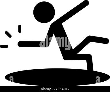 Menschen, die in ein Loch fallen Silhouette Symbol. Editierbarer Vektor. Stock Vektor