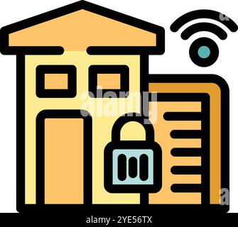 Das Smart Home Security System überwacht und steuert den Zugang über eine wlan-Verbindung Stock Vektor
